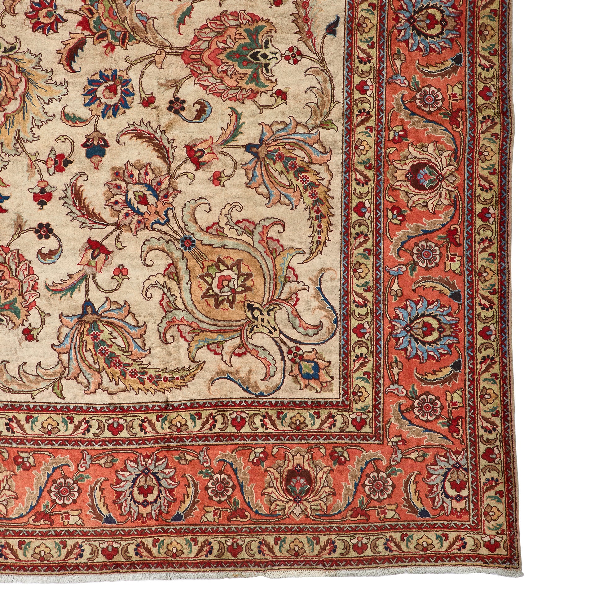 right bottom corner, tabriz rug,