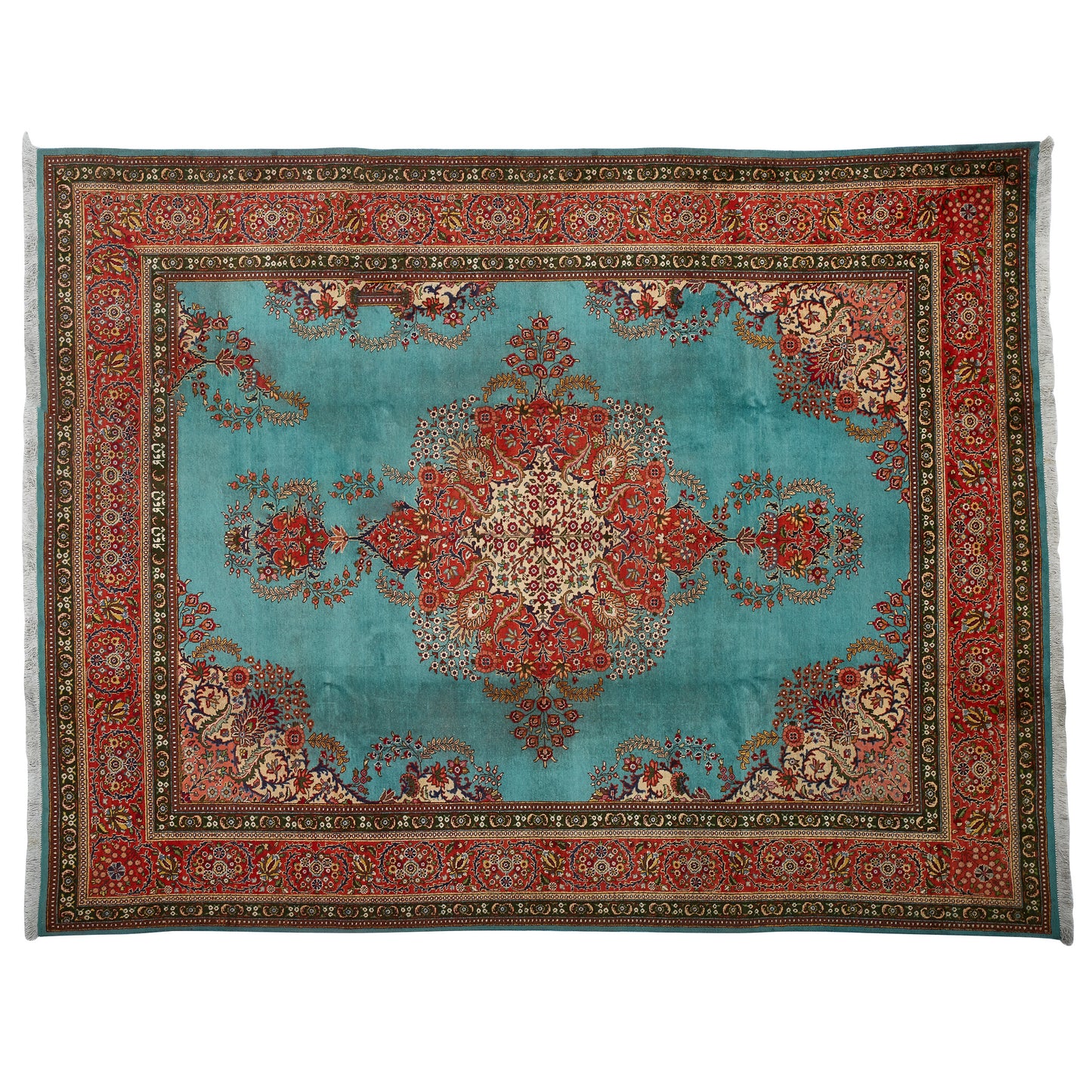 Tabriz rug turquoise